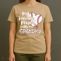 My Favorite Player Calls Me Grandma Funny Baseball Grandma T-Shirt thumb 4