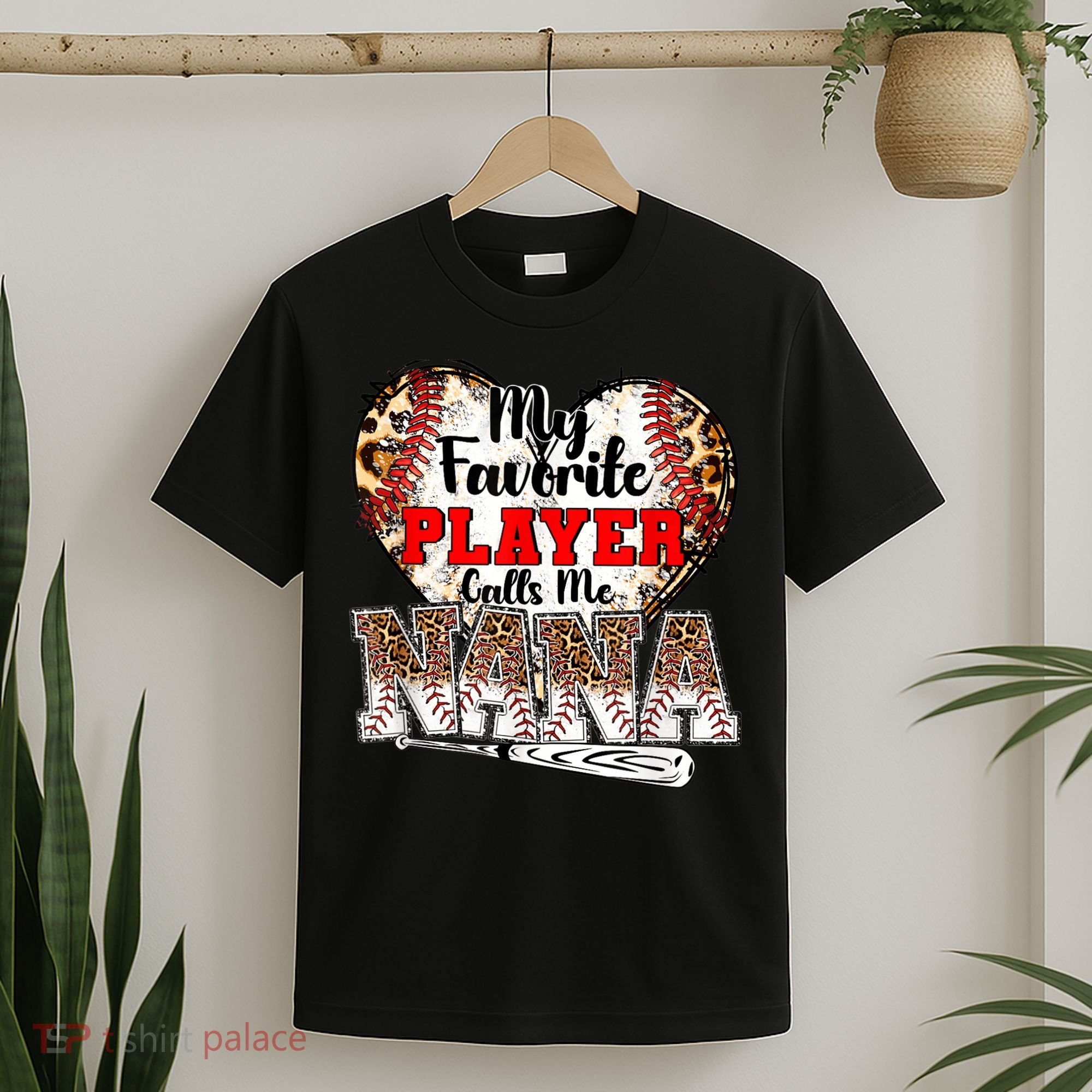 My Favorite Player Calls Me Nana Baseball Leopard Grandma, Mother's Day T-Shirt