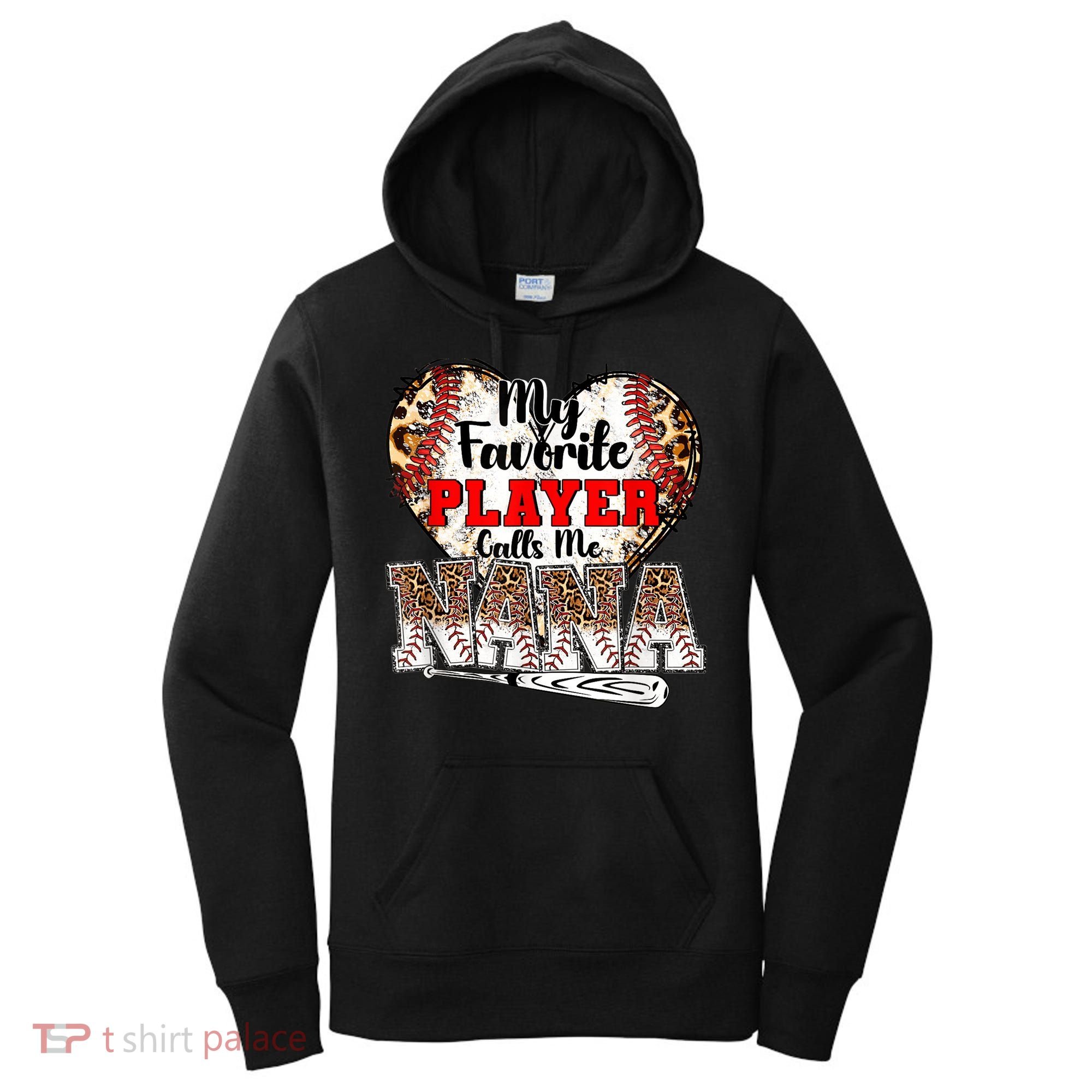My Favorite Player Calls Me Nana Baseball Leopard Grandma, Mother's Day Women's Hoodie