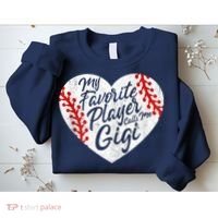 My Favorite Player Calls Me Gigi Baseball Heart Cute Grandma Sweatshirt thumb 2