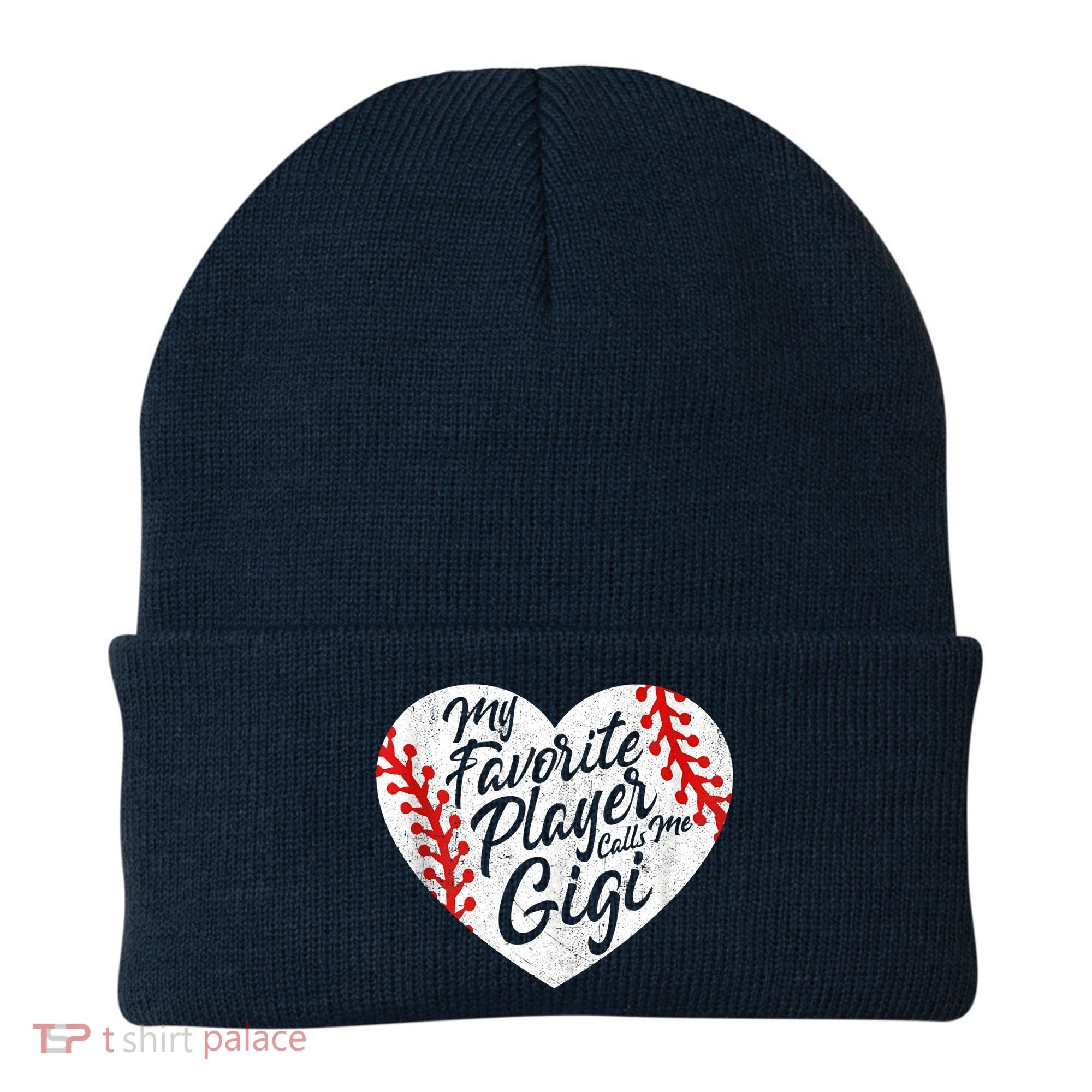 My Favorite Player Calls Me Gigi Baseball Heart Cute Grandma Beanie