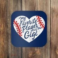My Favorite Player Calls Me Gigi Baseball Heart Cute Grandma Coaster thumb 0