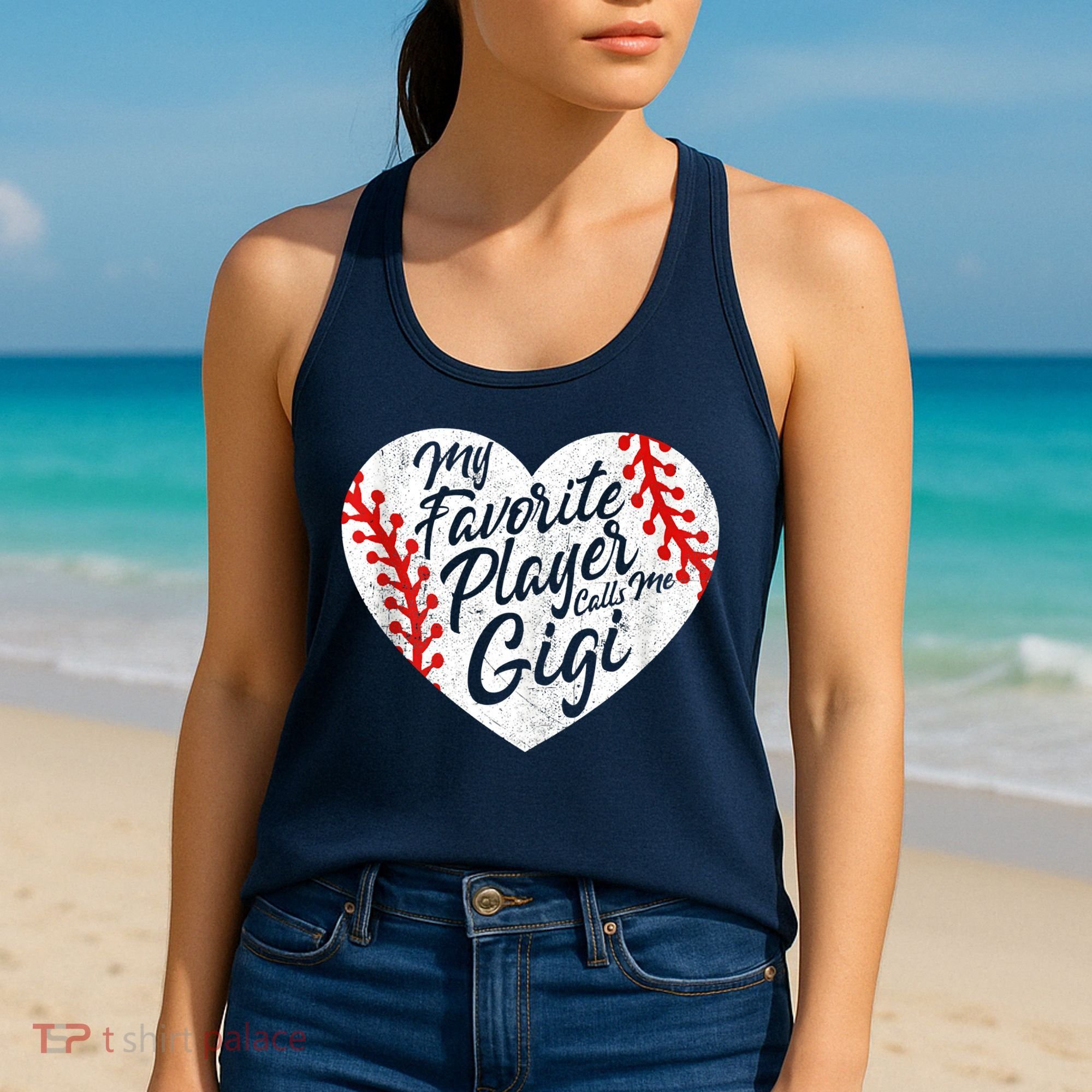 My Favorite Player Calls Me Gigi Baseball Heart Cute Grandma Women's Tank Top