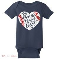My Favorite Player Calls Me Gigi Baseball Heart Cute Grandma Baby Bodysuit thumb 0