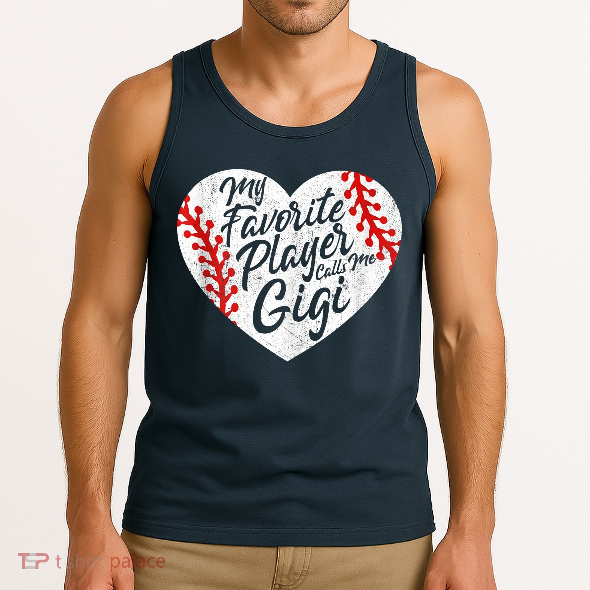 My Favorite Player Calls Me Gigi Baseball Heart Cute Grandma Tank Top
