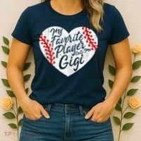 My Favorite Player Calls Me Gigi Baseball Heart Cute Grandma Women's T-Shirt thumb 2