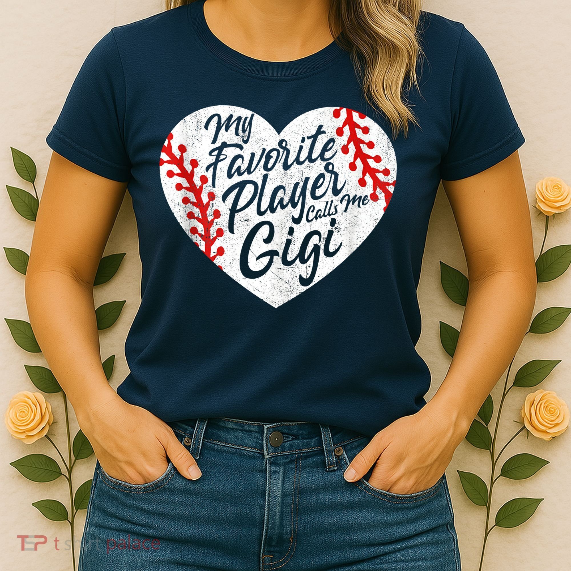 My Favorite Player Calls Me Gigi Baseball Heart Cute Grandma Women's T-Shirt