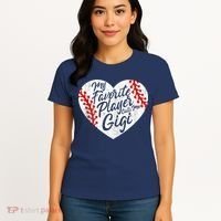 My Favorite Player Calls Me Gigi Baseball Heart Cute Grandma Women's T-Shirt thumb 4