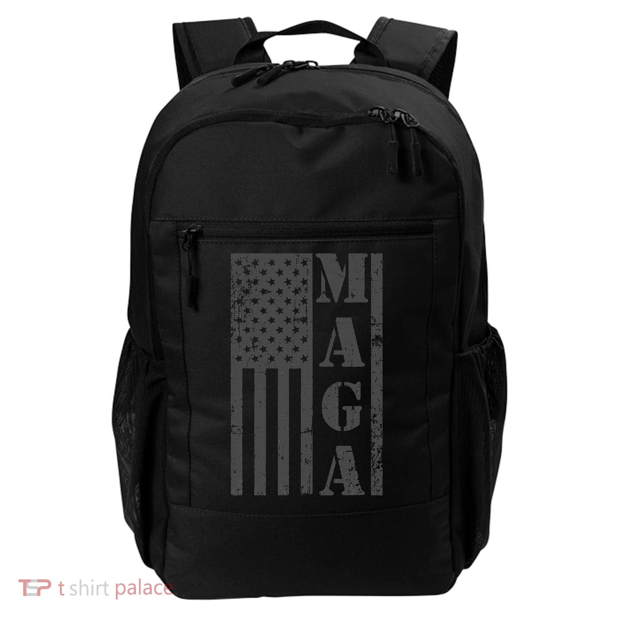 Maga Flag Patriotic Gray Distressed American Flag Backpack