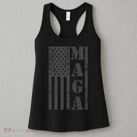 Maga Flag Patriotic Gray Distressed American Flag Women's Tank Top thumb 3