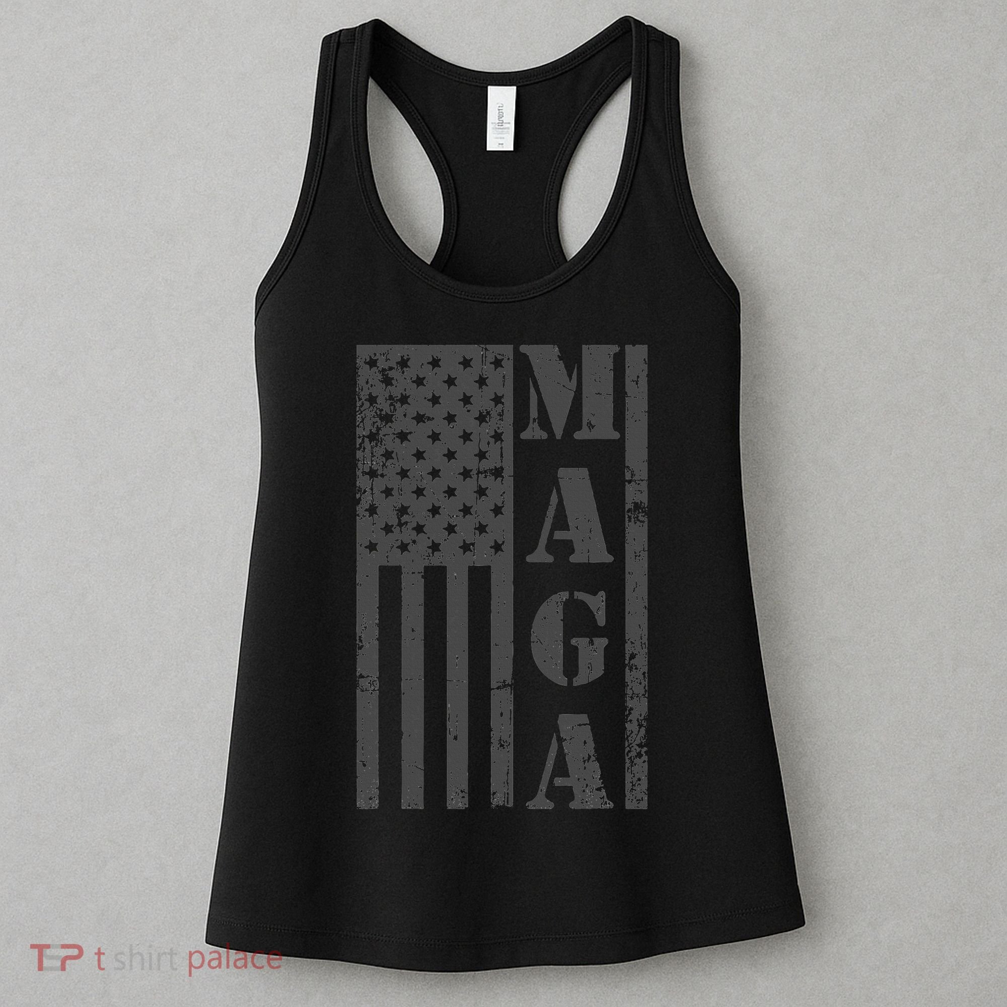 Maga Flag Patriotic Gray Distressed American Flag Women's Tank Top