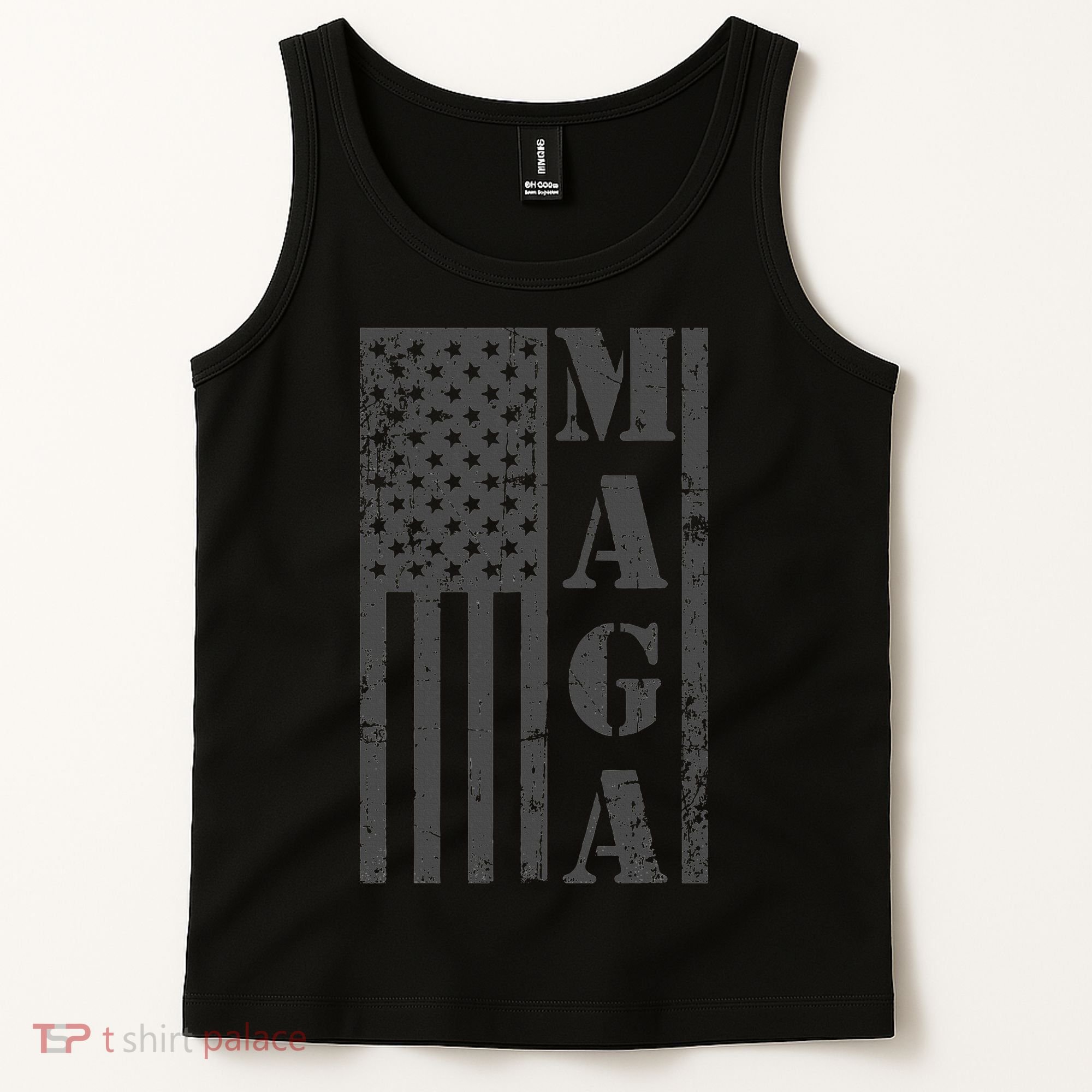 Maga Flag Patriotic Gray Distressed American Flag Tank Top