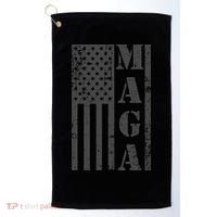 Maga Flag Patriotic Gray Distressed American Flag Golf Towel thumb 0