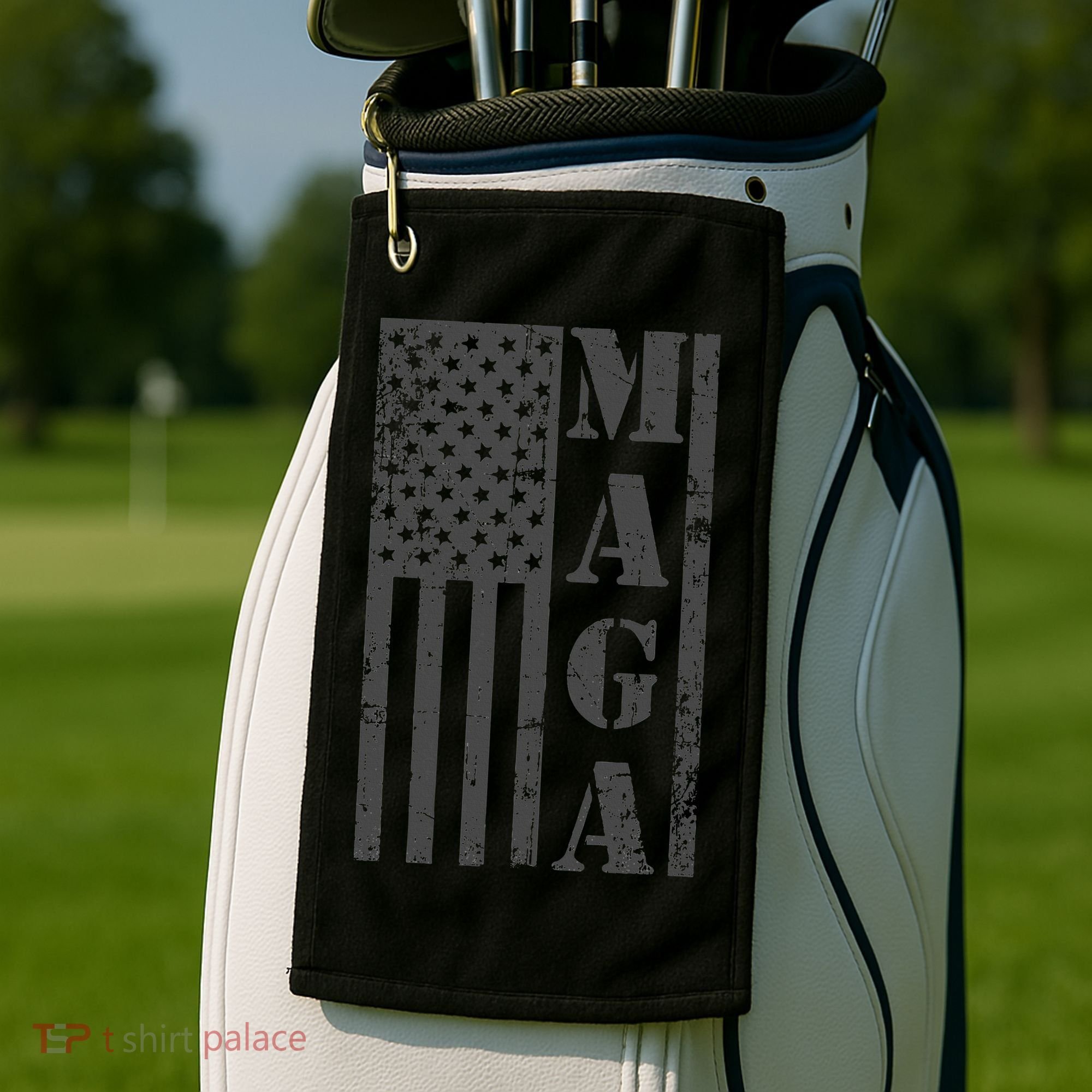 Maga Flag Patriotic Gray Distressed American Flag Golf Towel