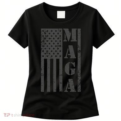 Maga Flag Patriotic Gray Distressed American Flag Women's T-Shirt