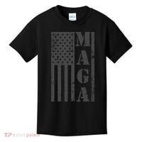 Maga Flag Patriotic Gray Distressed American Flag Kids T-Shirt thumb 0