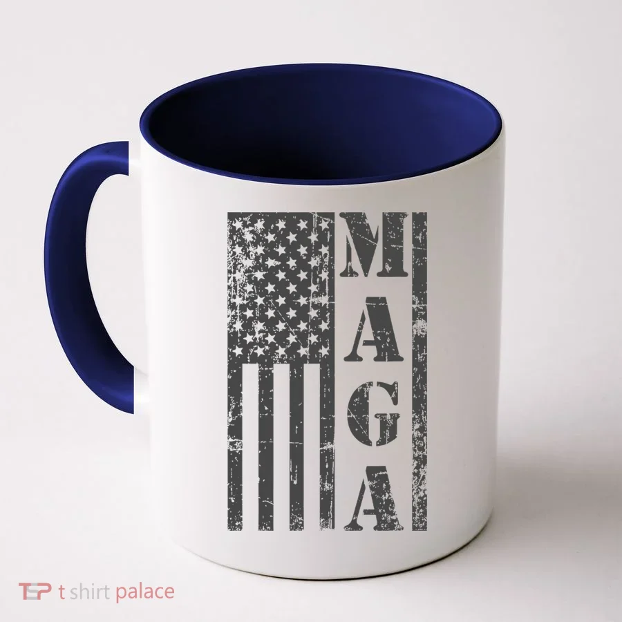 Maga Flag Patriotic Gray Distressed American Flag Coffee Mug