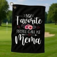 My Favorite People Call Me Mema Funny Floral MotherS Day Golf Towel thumb 1