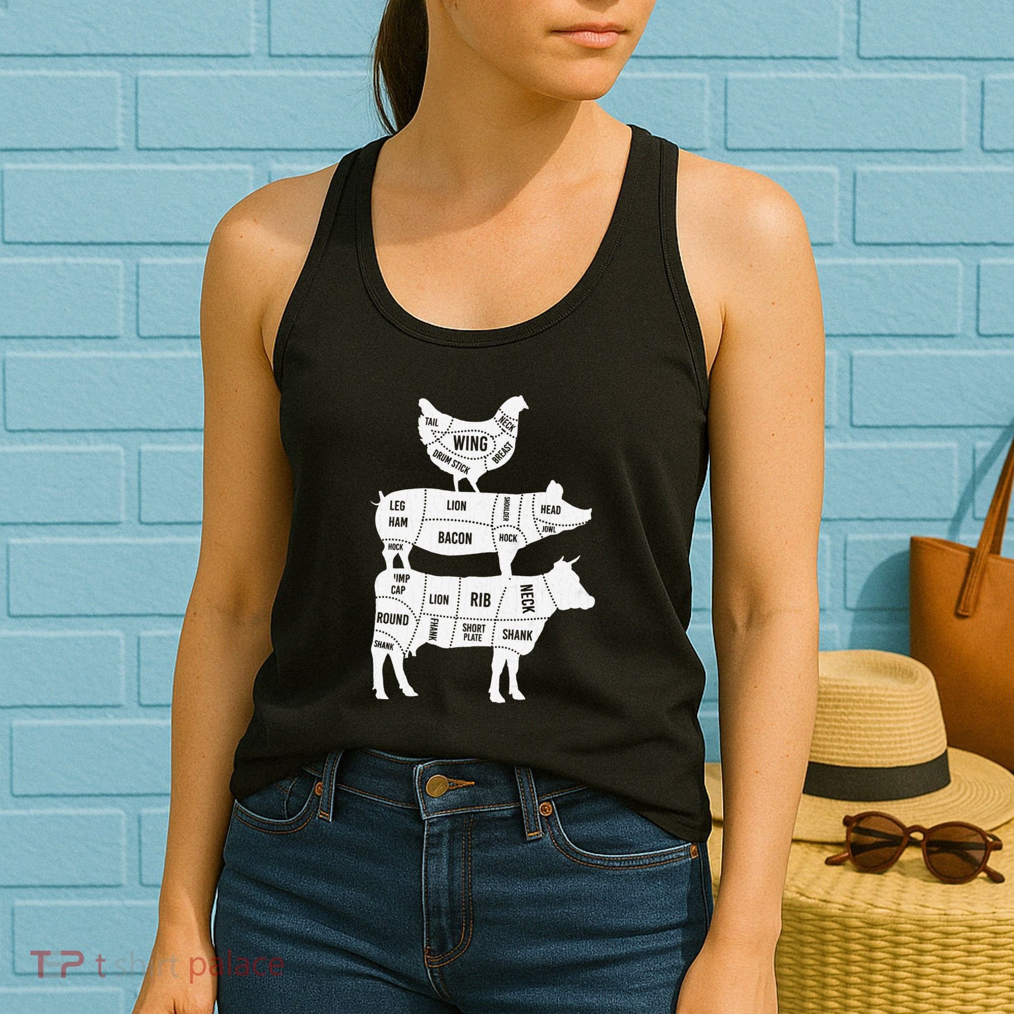 My Food Pyramid Funny Cute Cows Animal Lover Women's Tank Top