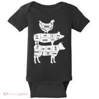 My Food Pyramid Funny Cute Cows Animal Lover Baby Bodysuit thumb 0