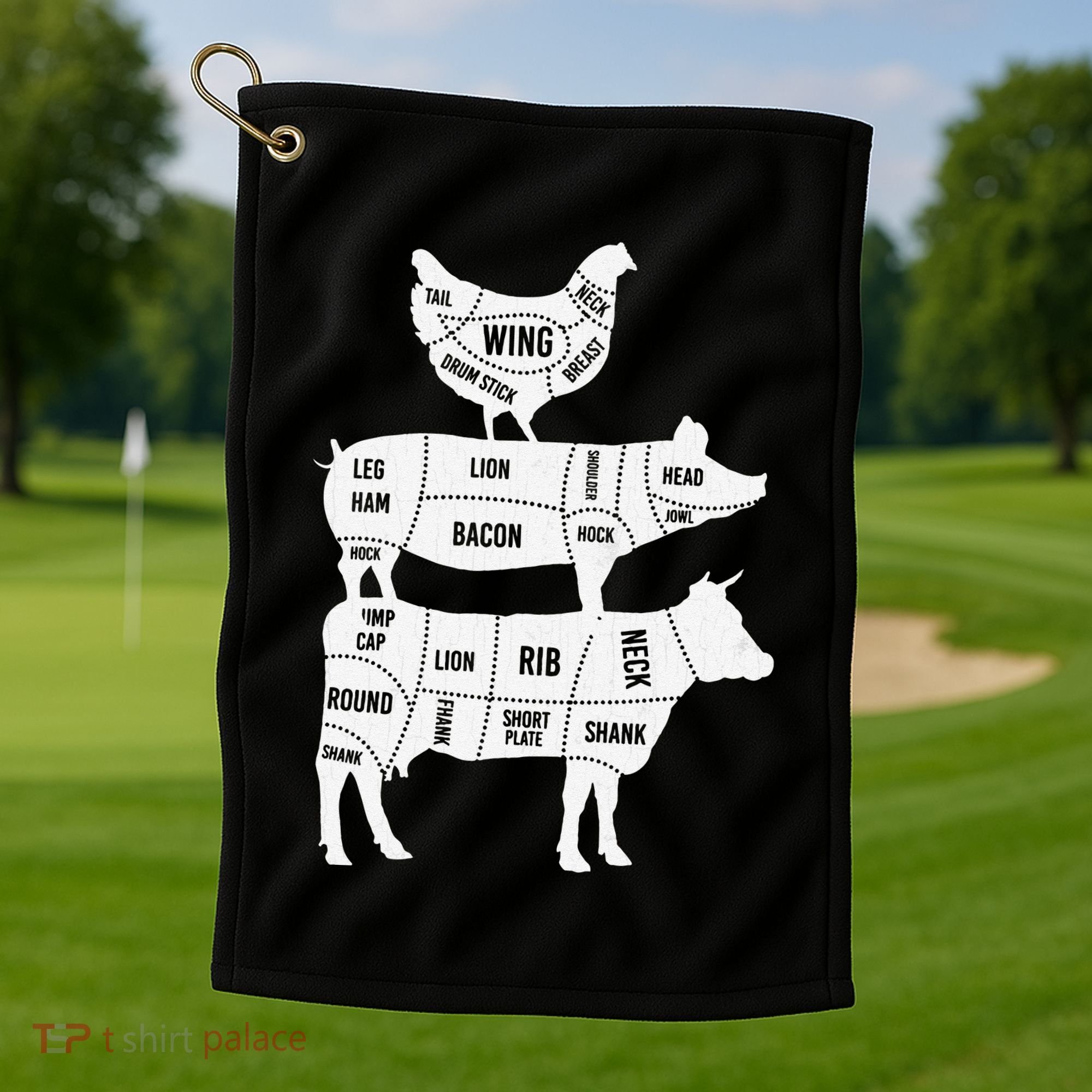 My Food Pyramid Funny Cute Cows Animal Lover Golf Towel