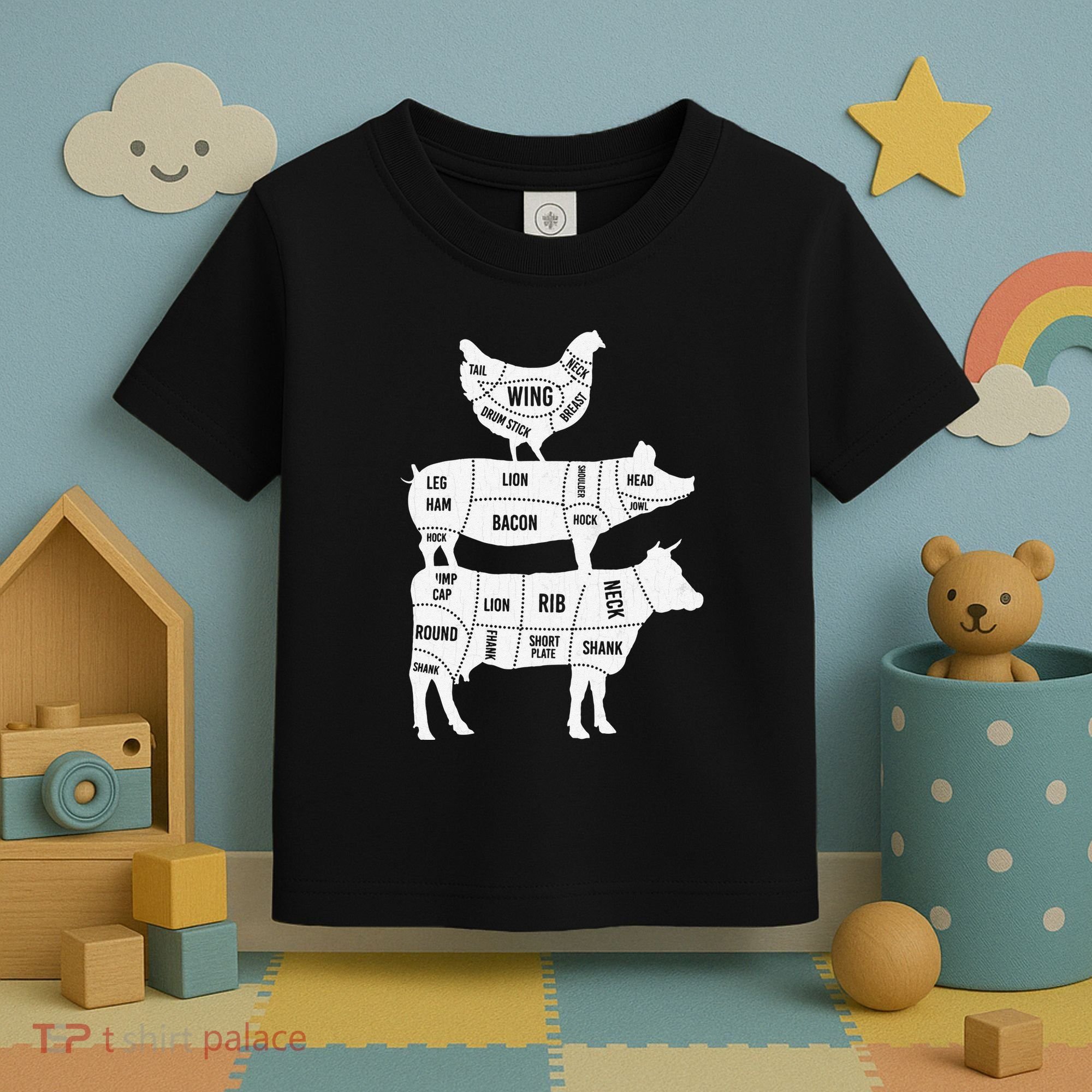 My Food Pyramid Funny Cute Cows Animal Lover Toddler T-Shirt