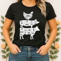 My Food Pyramid Funny Cute Cows Animal Lover Women's T-Shirt thumb 2