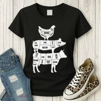 My Food Pyramid Funny Cute Cows Animal Lover Women's T-Shirt thumb 3