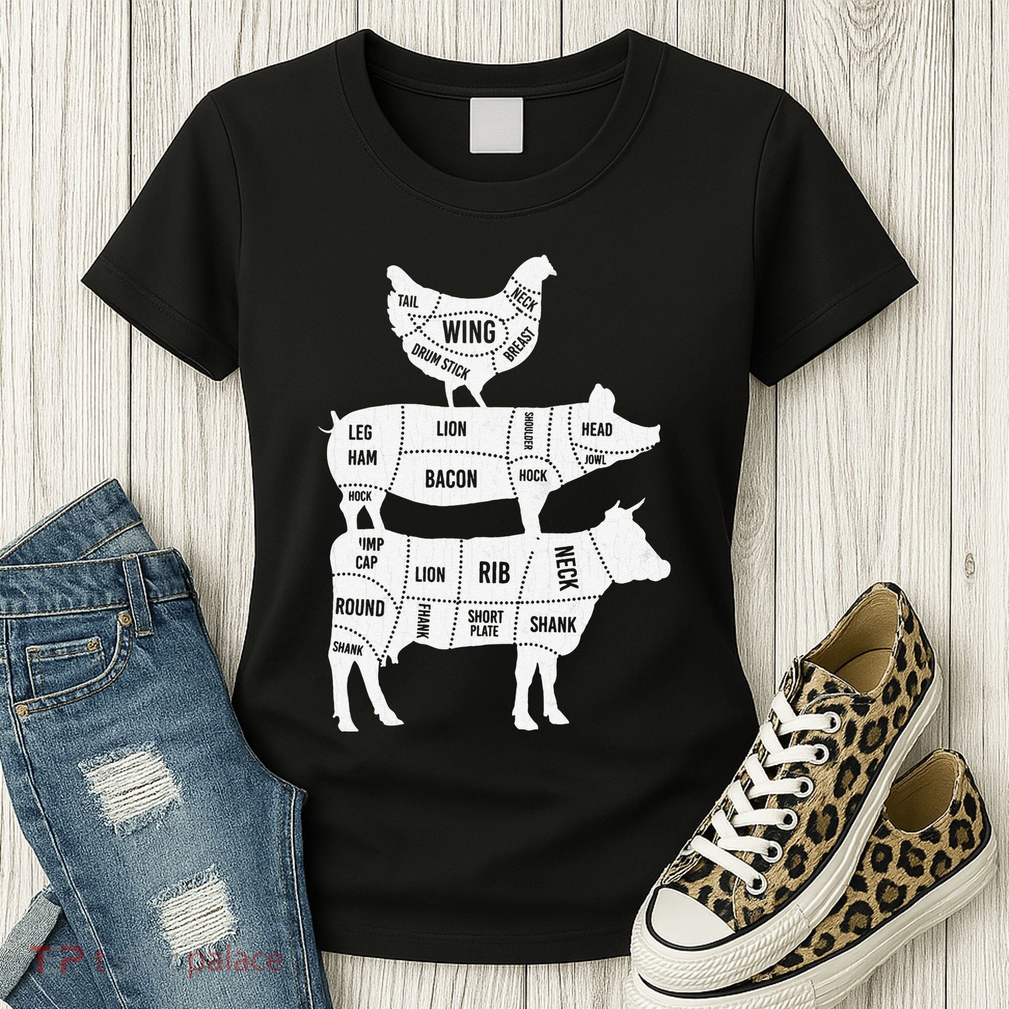 My Food Pyramid Funny Cute Cows Animal Lover Women's T-Shirt