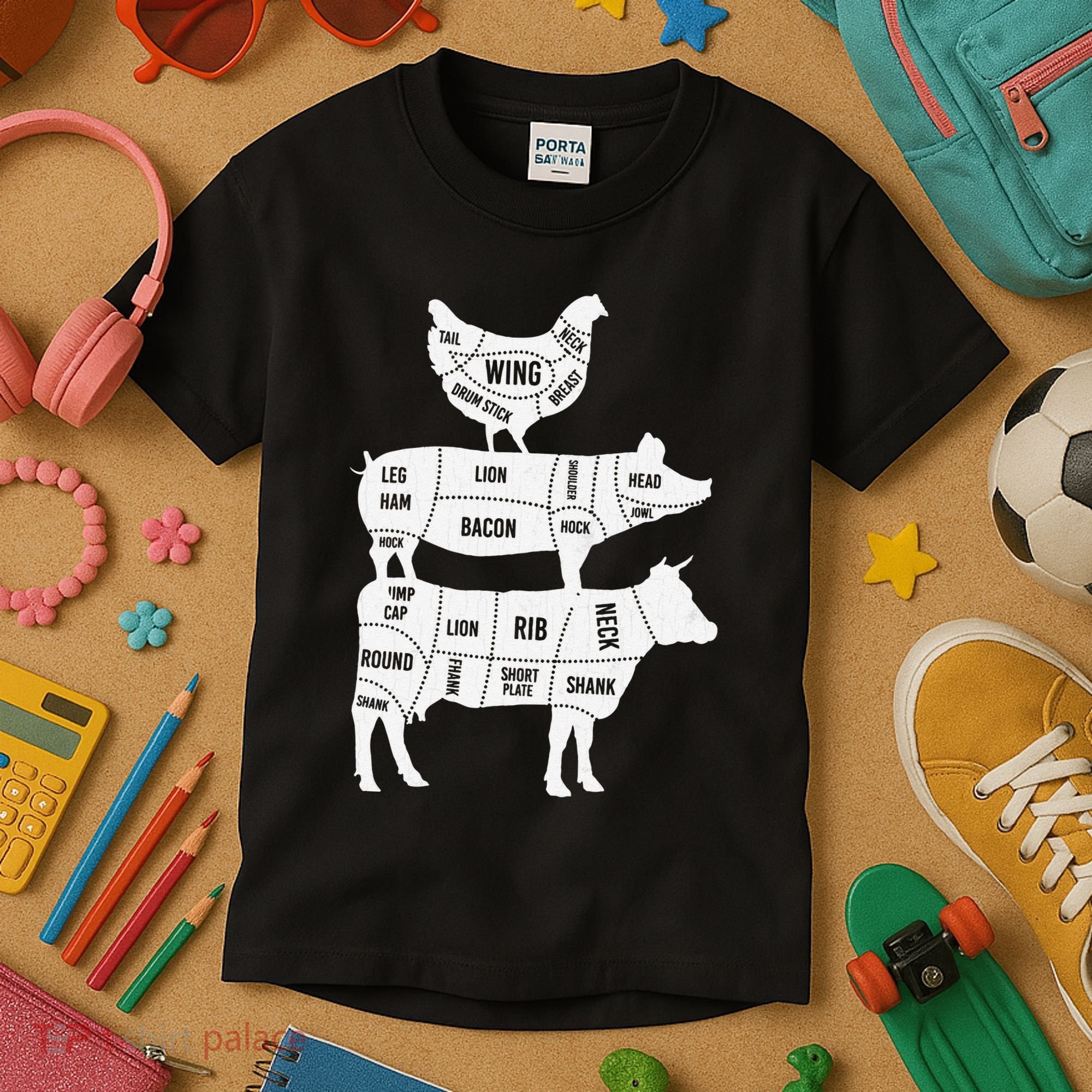 My Food Pyramid Funny Cute Cows Animal Lover Kids T-Shirt