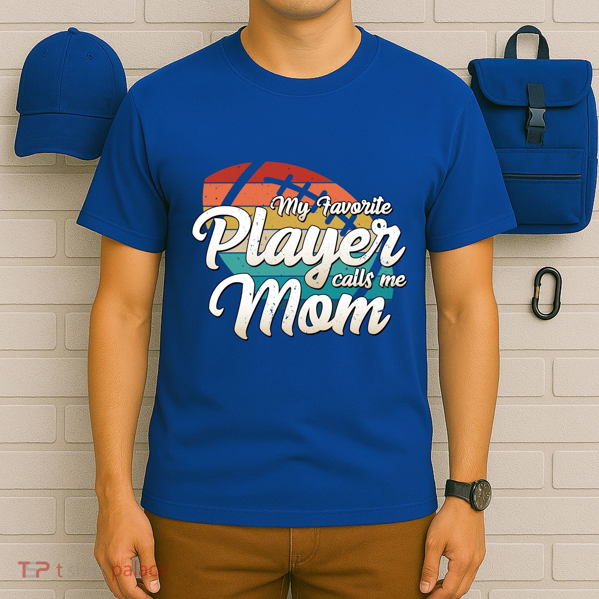 My Favorite Player Calls Me Mom Retro Football Ball Mommy Gift T-Shirt