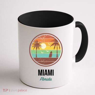 Miami Florida Retro Vintage Sunset Coffee Mug back