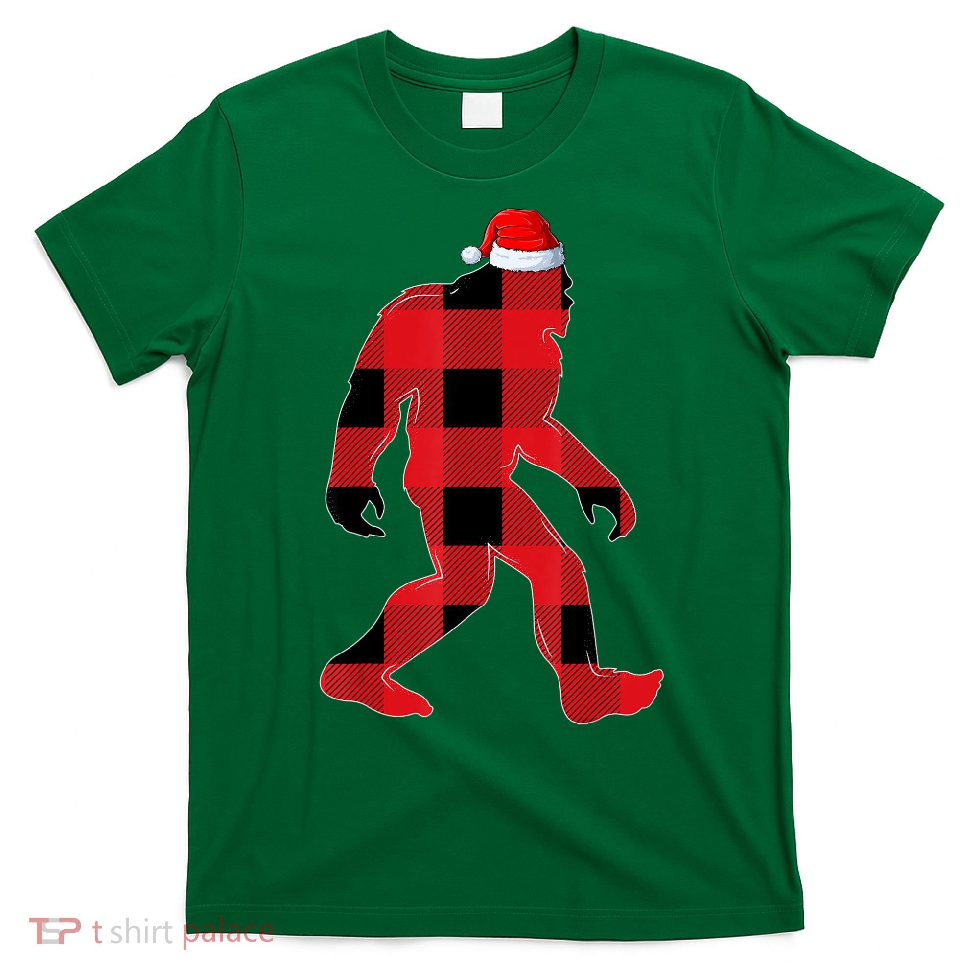 Matching Family Red Buffalo Plaid Bigfoot Christmas Pajama T-Shirt