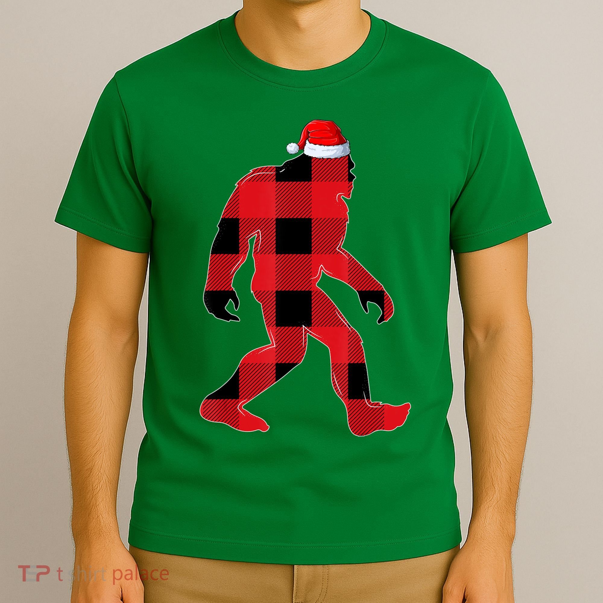 Matching Family Red Buffalo Plaid Bigfoot Christmas Pajama T-Shirt
