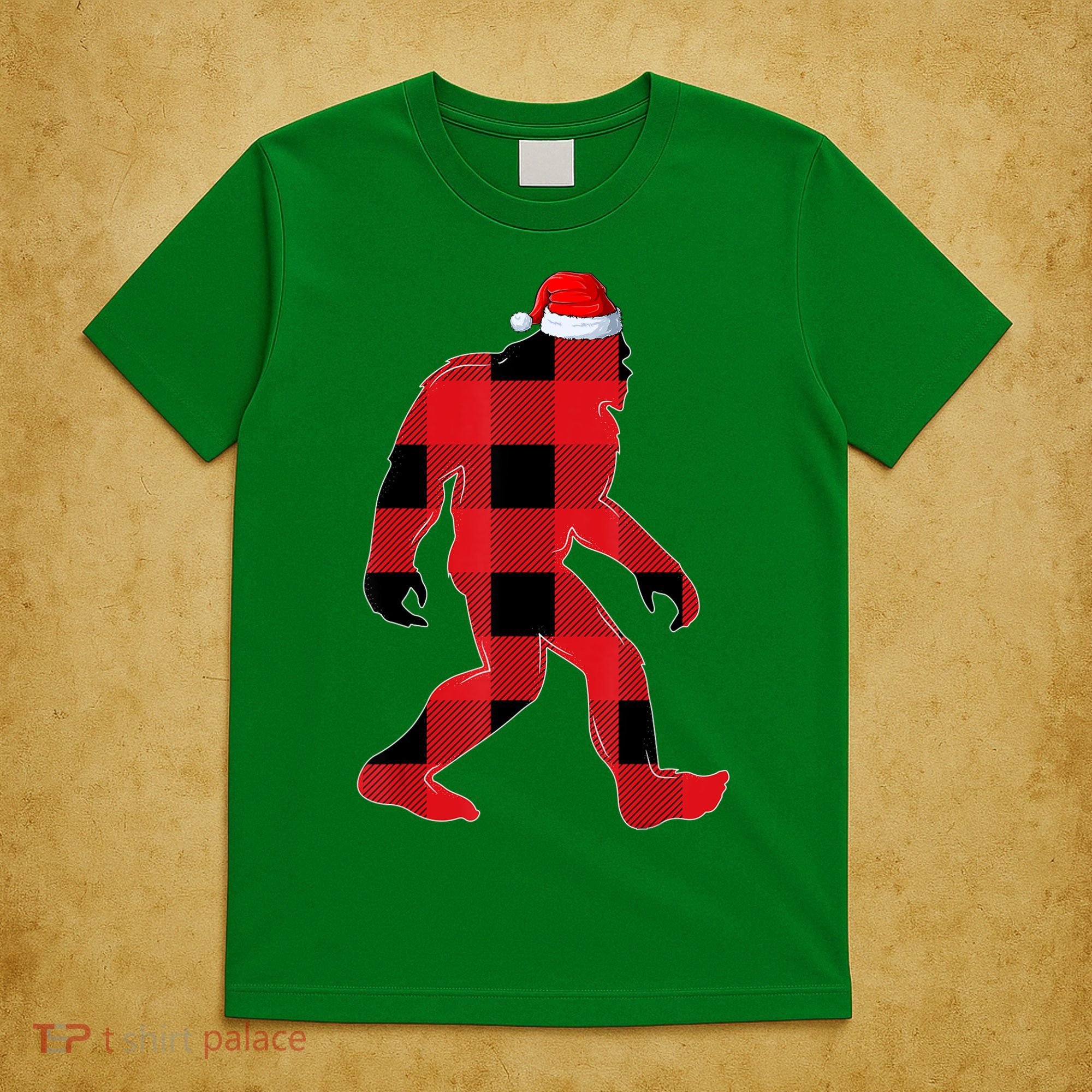 Matching Family Red Buffalo Plaid Bigfoot Christmas Pajama T-Shirt
