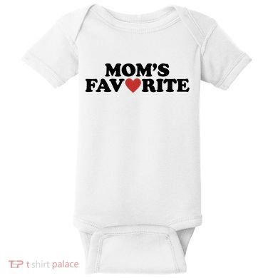 Moms Favorite Red Heart Cute Gift Baby Bodysuit