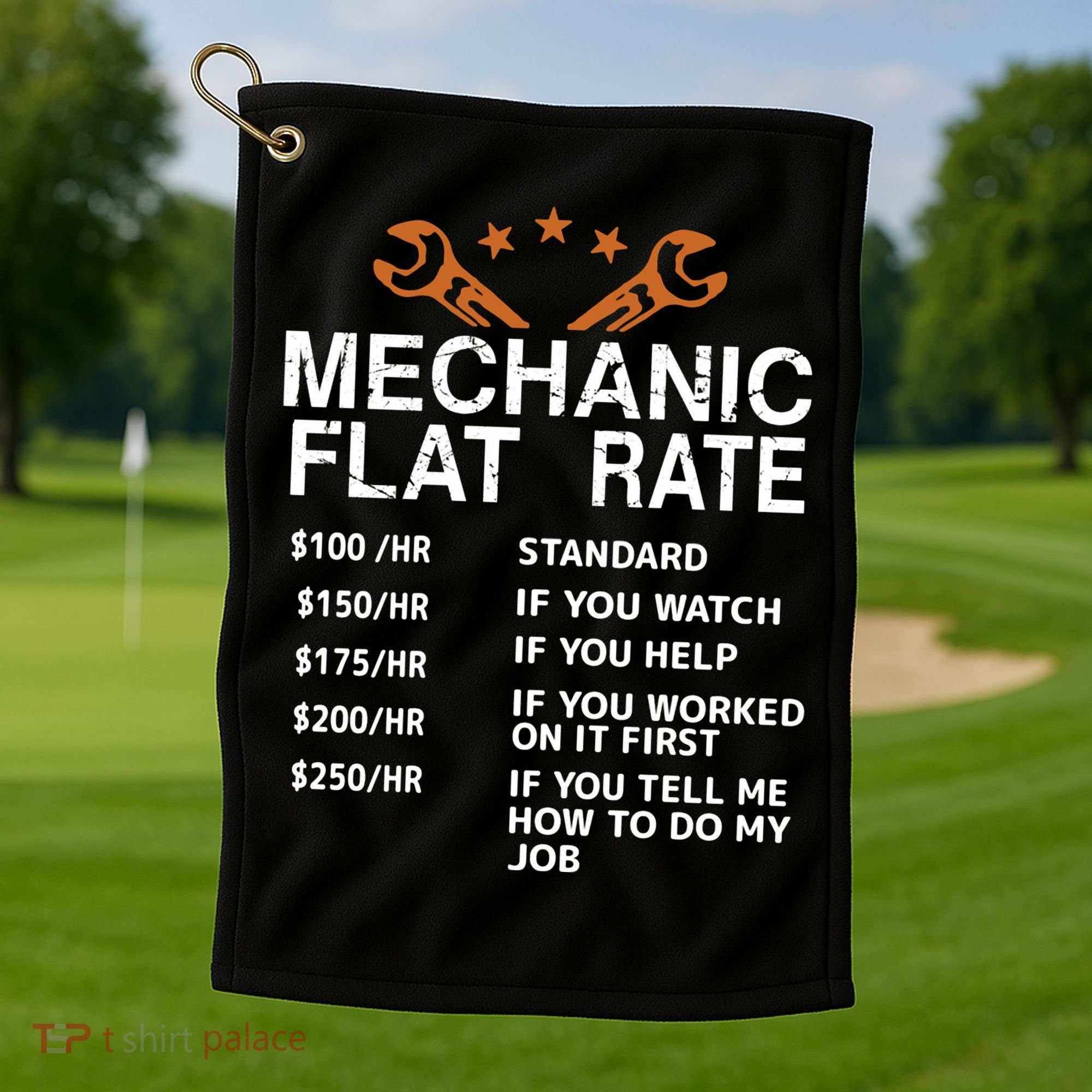 Mechanic Flat Rate Golf Towel