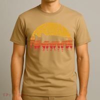 Muskie Fishing Retro Musky Fisherman Treeline Sunset T-Shirt thumb 3