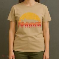 Muskie Fishing Retro Musky Fisherman Treeline Sunset T-Shirt thumb 4