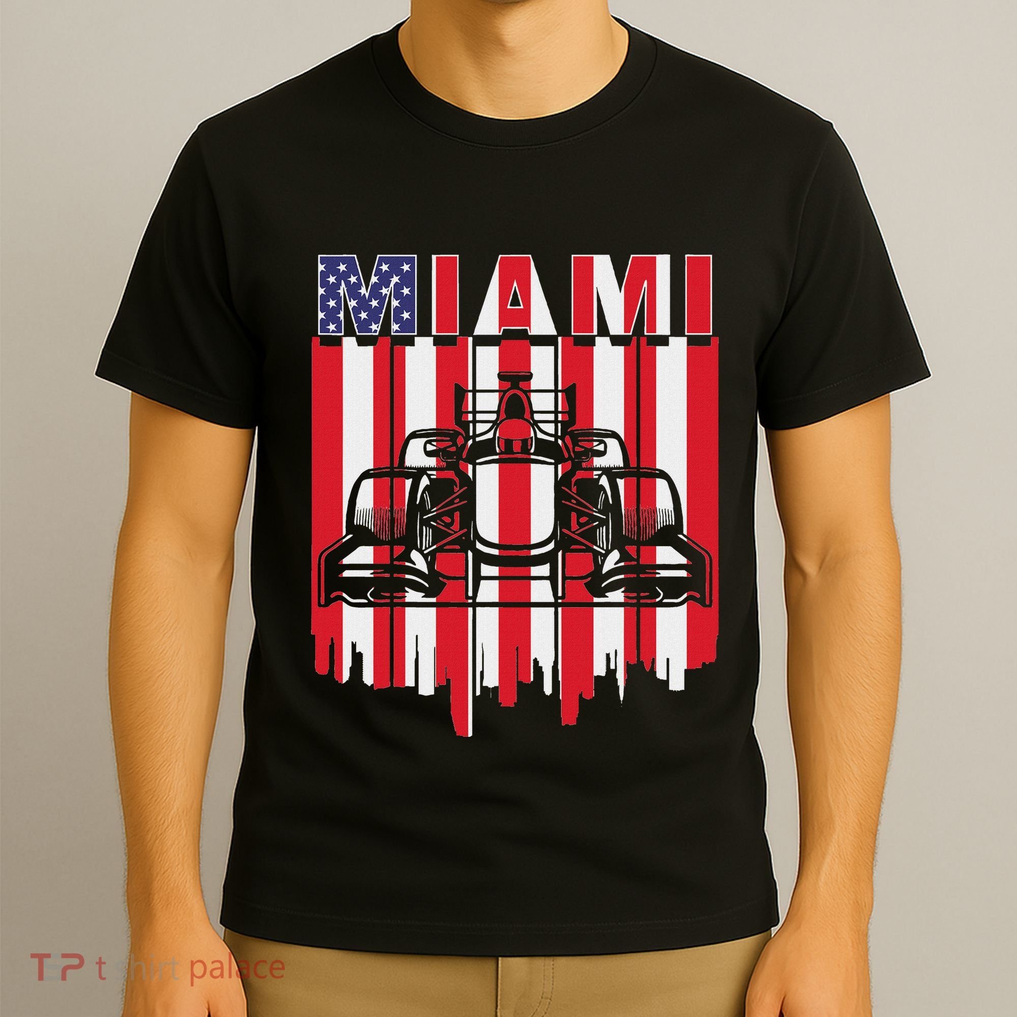 Miami Formula Racing Track Circuit United States Flag T-Shirt