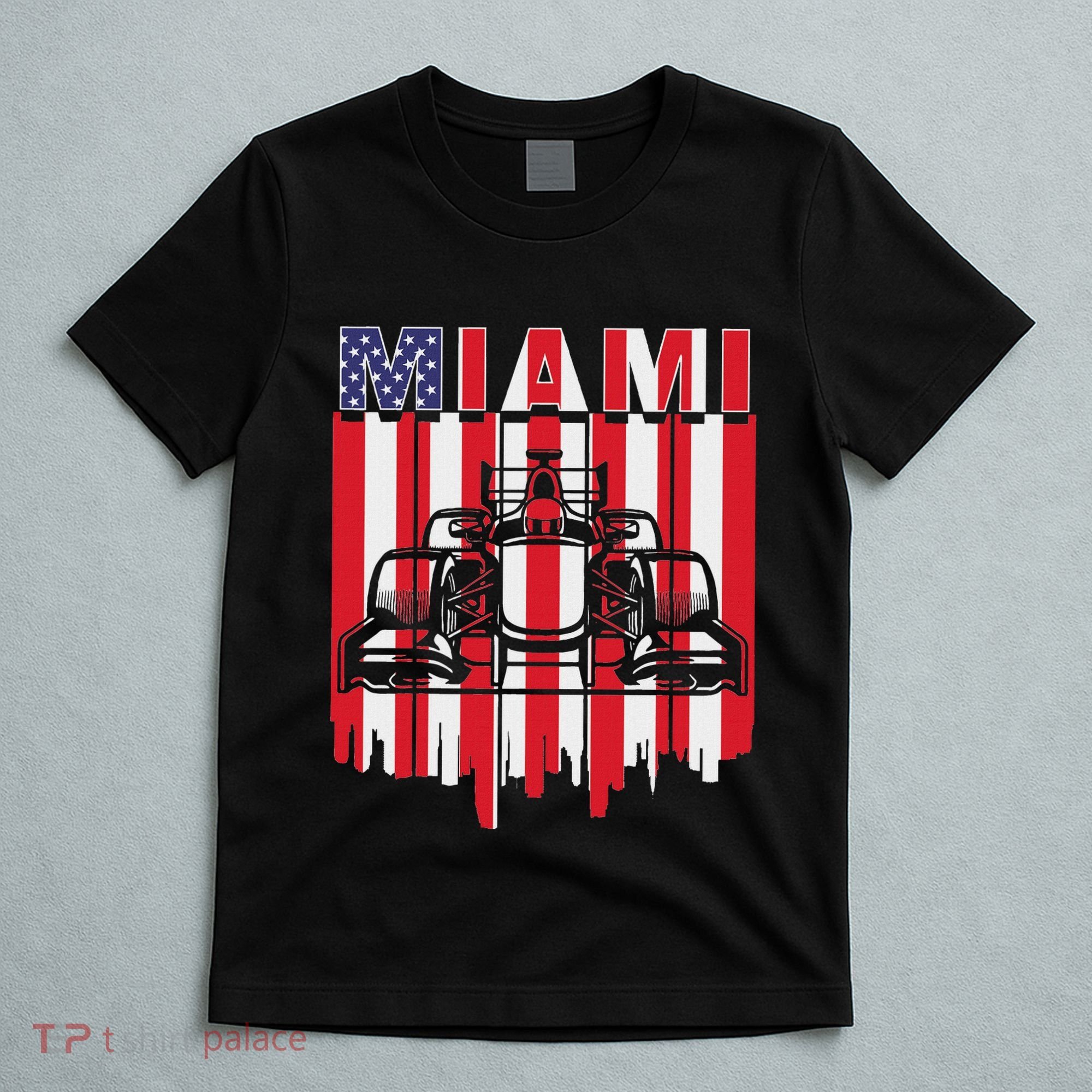 Miami Formula Racing Track Circuit United States Flag T-Shirt
