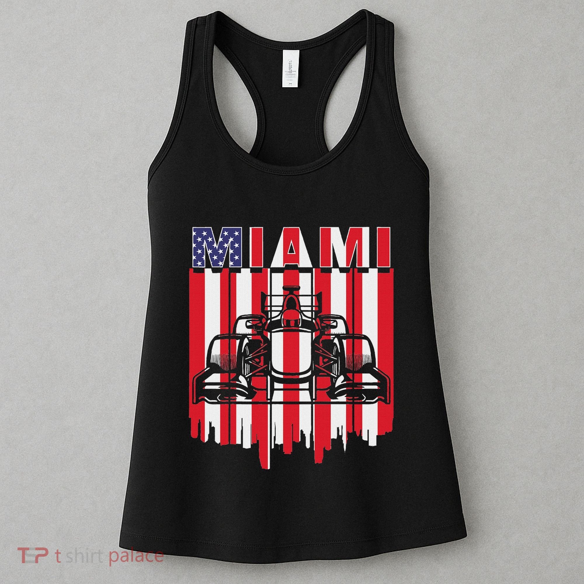 Miami Formula Racing Track Circuit United States Flag Women's Tank Top