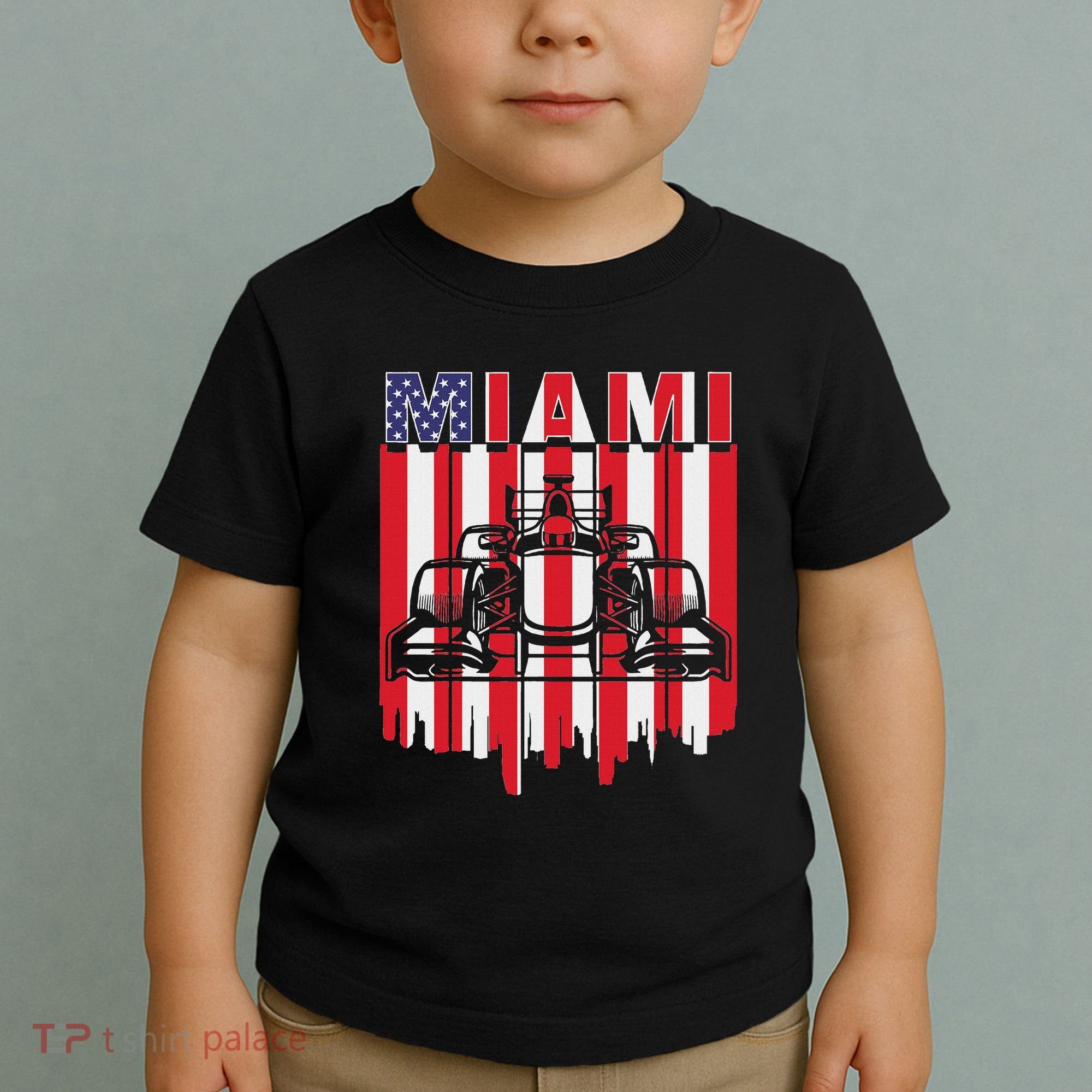 Miami Formula Racing Track Circuit United States Flag Toddler T-Shirt