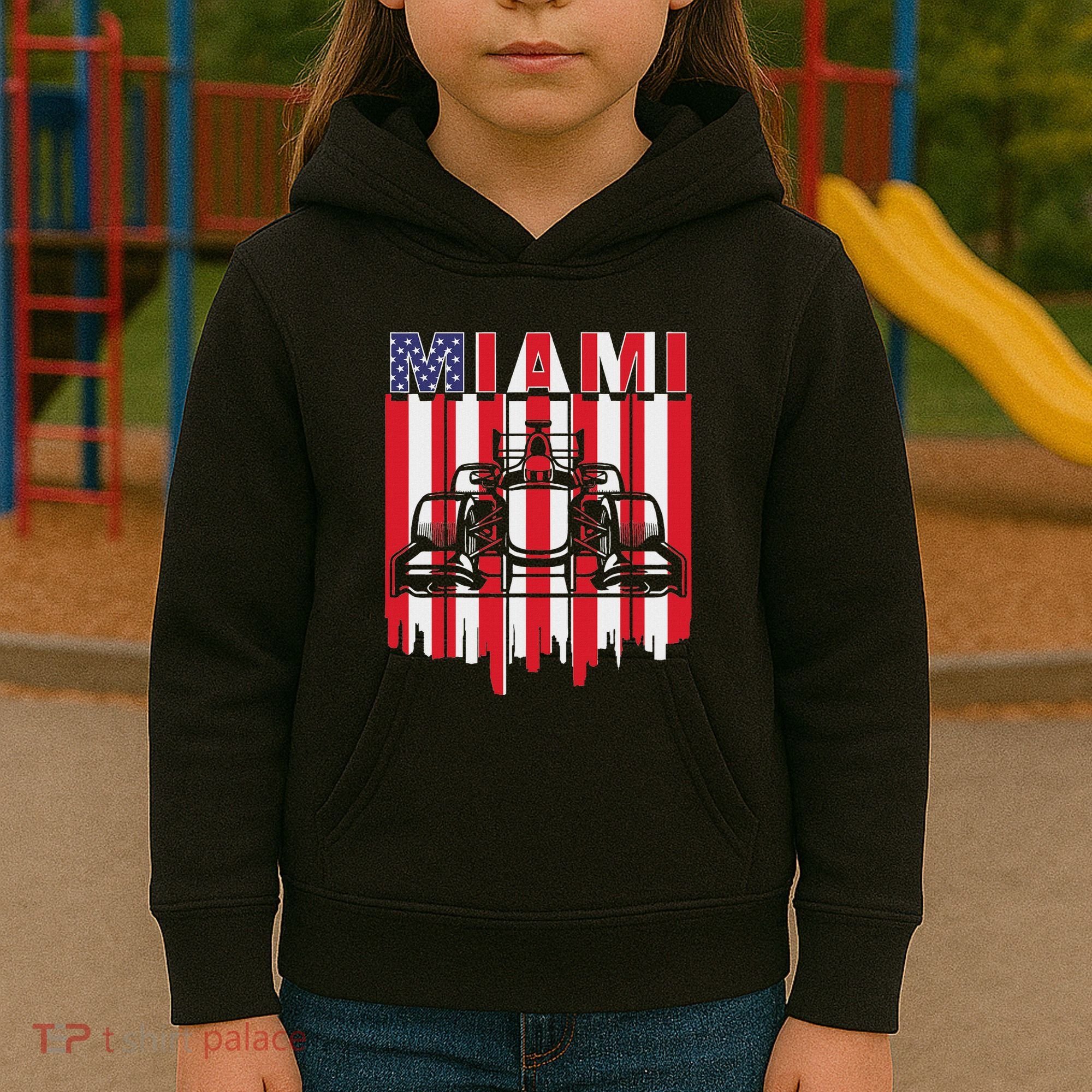 Miami Formula Racing Track Circuit United States Flag Kids Hoodie