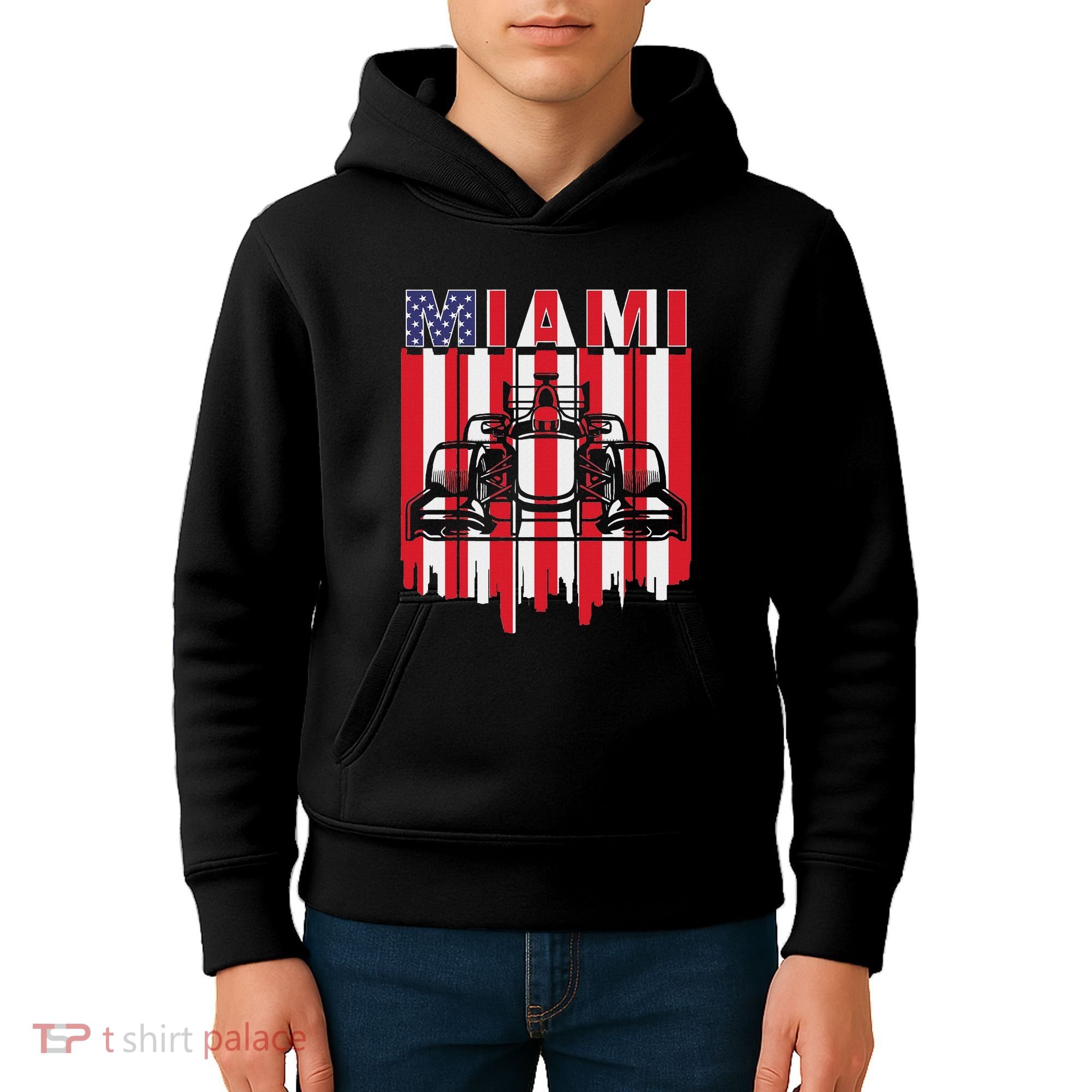 Miami Formula Racing Track Circuit United States Flag Kids Hoodie