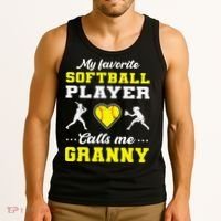 My Favorite Softball Player Calls Me Granny Mother's Day Tank Top thumb 3