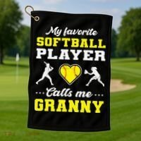 My Favorite Softball Player Calls Me Granny Mother's Day Golf Towel thumb 1
