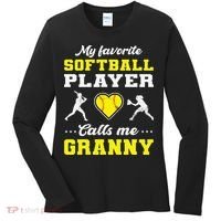 My Favorite Softball Player Calls Me Granny Mother's Day Women's Long Sleeve Shirt thumb 0