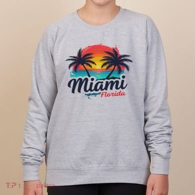 Miami Florida Sunset – Palm Tree Beach Coastal Vibes Women's Sweatshirt