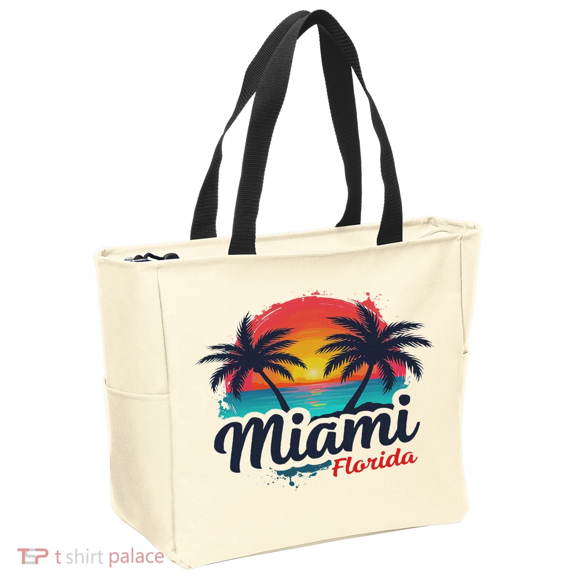 Miami Florida Sunset – Palm Tree Beach Coastal Vibes Tote Bag